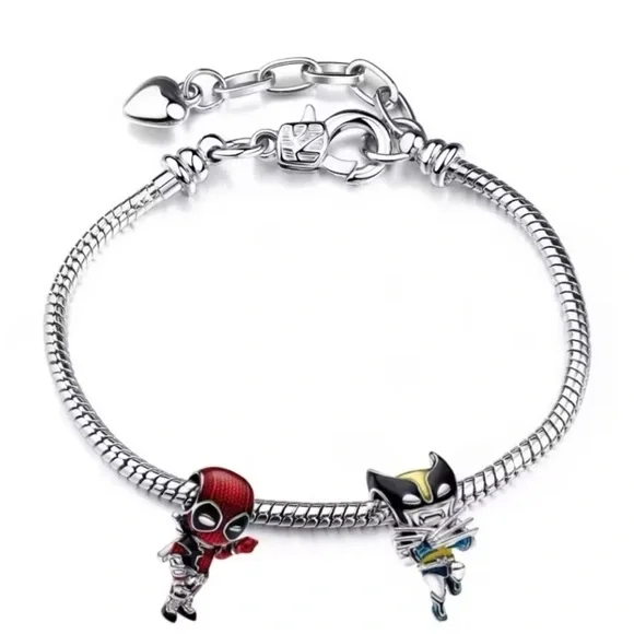 925 Sterling Silver Marvel Deadpool Inspired Charm For Charm Bracelet - Picture 5 of 5